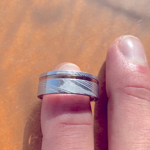 Damascus/Rose gold inlay ring 9 - Picture 3 of 6
